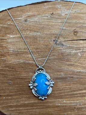 Sterling Silver Blue Turquoise Pendant Necklace - Women's Jewelry